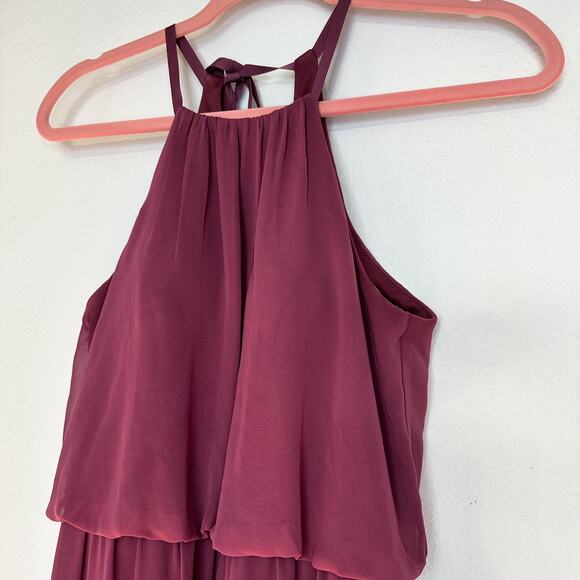 David's Bridal Bridesmaid Dress F19740 Chianti 2 High Low Hemline - Picture 4 of 7